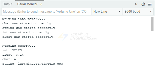 24c32 eeprom arduino output