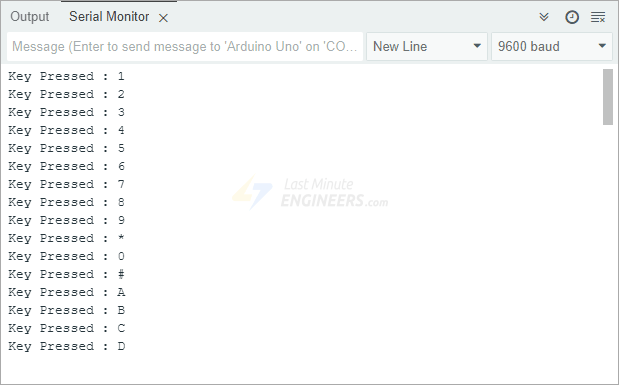4x3 4x4 keypad arduino interfacing output on serial monitor