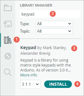 arduino keypad library installation