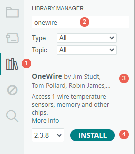 installing onewire library in arduino ide