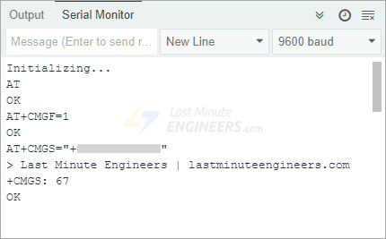 sim800l gsm module at commands for sending sms on arduino