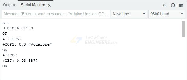 sim800l gsm module network connection at commands on arduino
