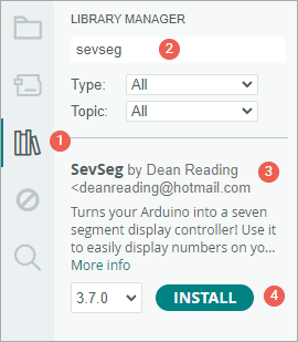 sevseg library installation