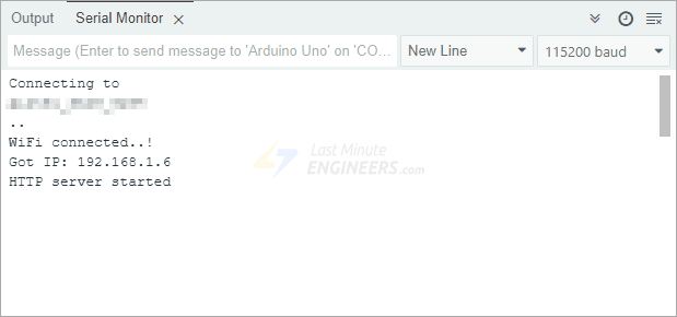 esp32 web server station mode serial monitor output server started