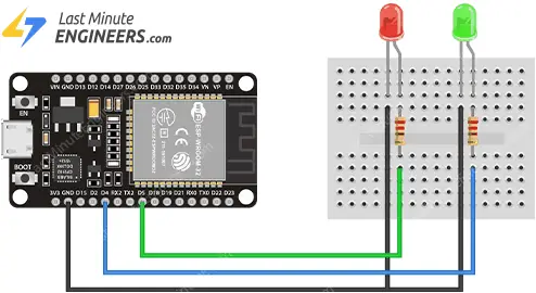 simple esp32 web server wiring fritzing connections with led